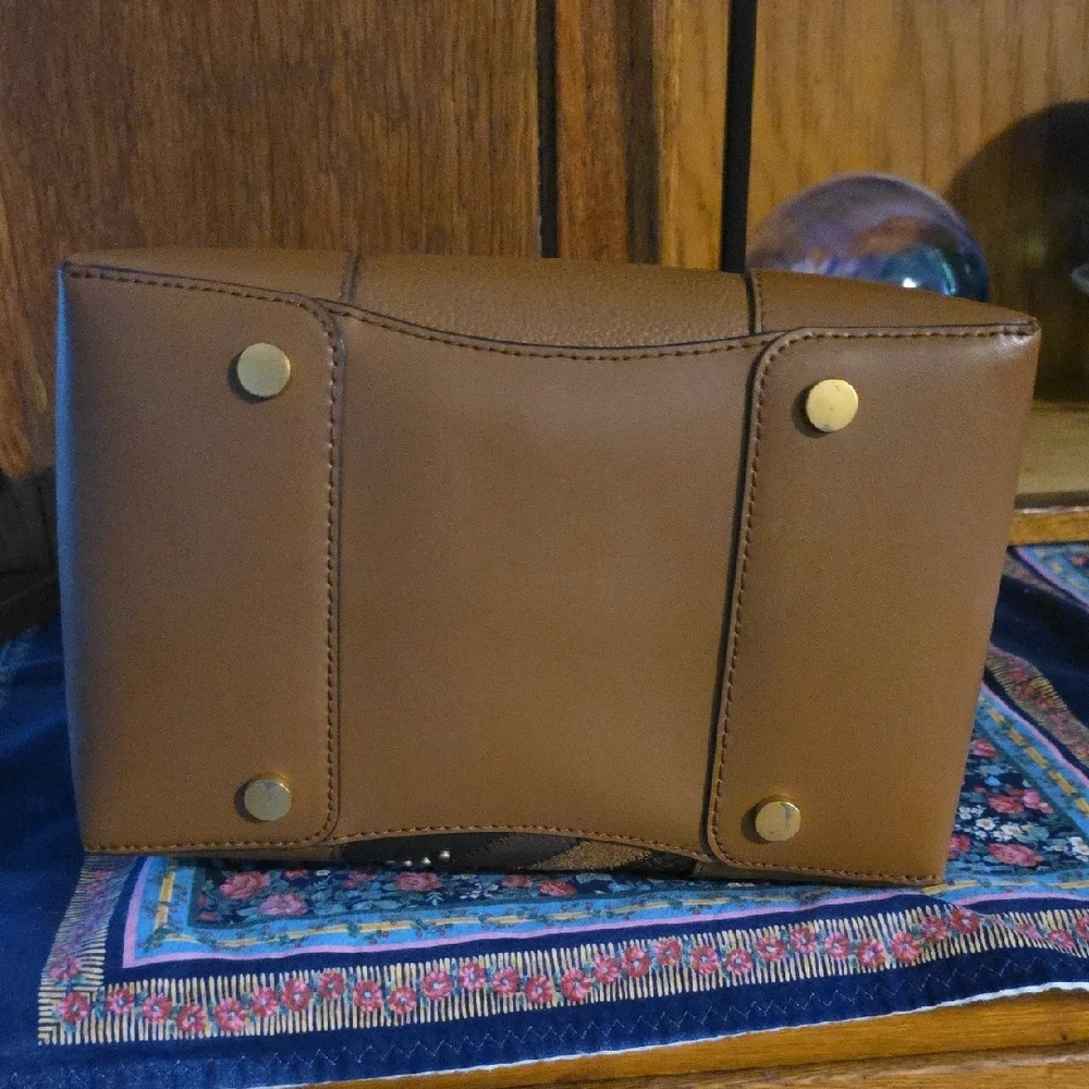 Michael Kors Brown and Black Shoulder Bag with Studded Stripes - Picture 4 of 9